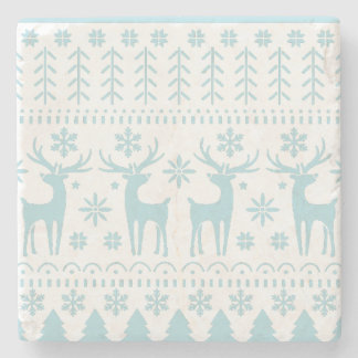 Arctic Blue Folk Art Winter Theme Stenen Onderzetter