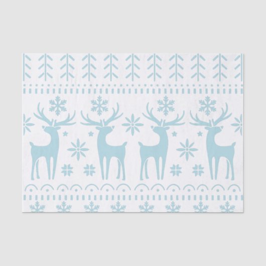 Arctic Blue Folk Art Winter Theme Tissuepapier (Voorkant)