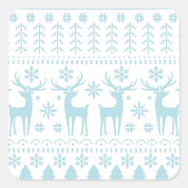 Arctic Blue Folk Art Winter Theme Vierkante Sticker