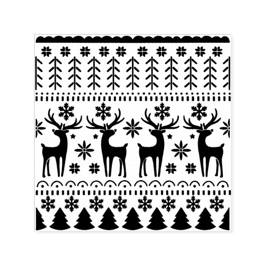 Arctic Blue Folk Art Winter Theme Zelfinktende Stempel (Design)