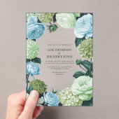 Arctic Blue, Frosted Pine & Cloud Moss Wedding Acryl Uitnodigingen (Insitu (Draagbaar))