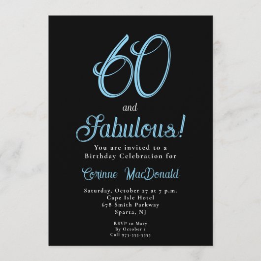 Arctic Blue Sixty and Fabulous 60th Birthday Party Kaart (Voorkant)