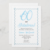 Arctic Blue Sixty and Fabulous 60th Birthday Party Kaart (Voorkant / Achterkant)