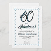 Arctic Blue Sixty and Fabulous 60th Birthday Party Kaart (Voorkant / Achterkant)