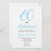 Arctic Blue Sixty and Fabulous 60th Birthday Party Kaart (Voorkant / Achterkant)