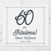 Arctic Blue Sixty and Fabulous 60th Birthday Party Sparkling Wijnetiket (Enkel label)