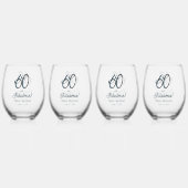 Arctic Blue Sixty and Fabulous 60th Birthday Party Wijnglas Zonder Voet (Voorkant)
