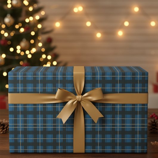 Arctic Blue Tartan Wrapping Paper Cadeaupapier