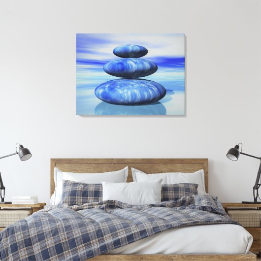 Arctic Blue Zen Stones Balance Poster Canvas Afdruk (Insitu (Slaapkamer))