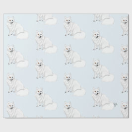 Arctic Fox Adorable Airbrush Pattern Icy Blue Cadeaupapier