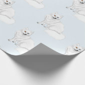 Arctic Fox Adorable Airbrush Pattern Icy Blue Cadeaupapier (Hoek)