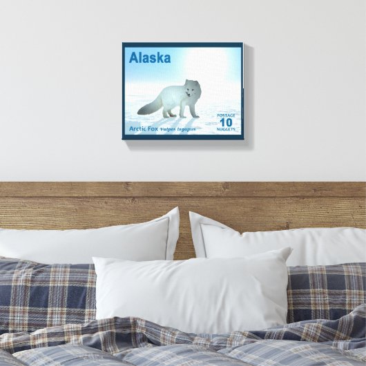 Arctic Fox - Alaska Postage Canvas Afdruk (Insitu (Slaapkamer))