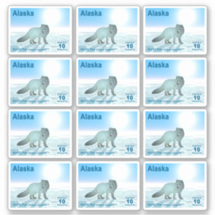 Arctic Fox - Alaska Postage Sticker