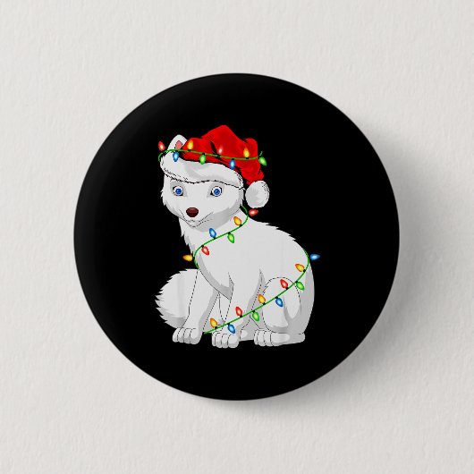 Arctic Fox Animal Lover Xmas Santa Hat Arctic Fox  Ronde Button 5,7 Cm (Voorkant)