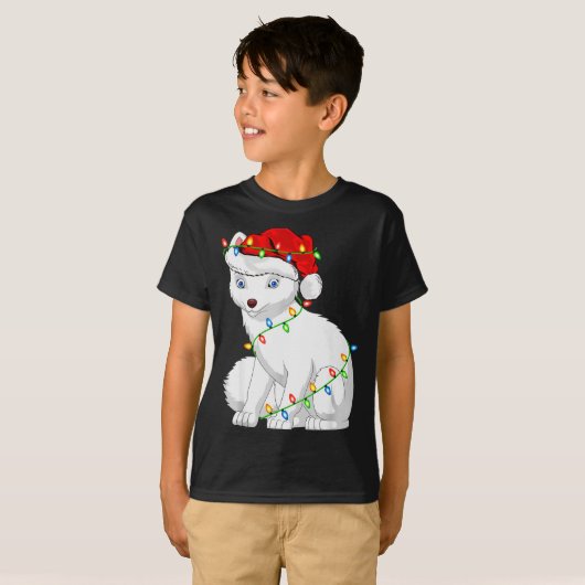 Arctic Fox Animal Lover Xmas Santa Hat Arctic Fox  T-shirt (Voorkant volledig)