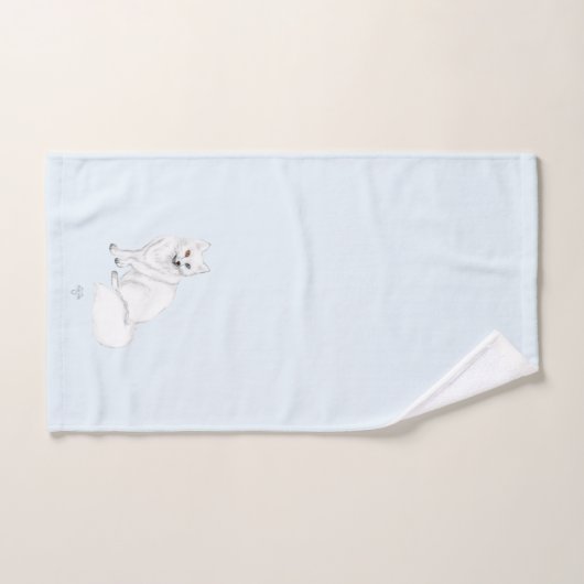 Arctic Fox Art on Icy Blue Background 3pc Bath Set Bad Handdoek (Handdoek)