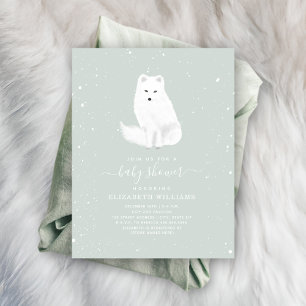 Arctic Fox Baby Winter Sneeuwblauw Baby shower I Kaart