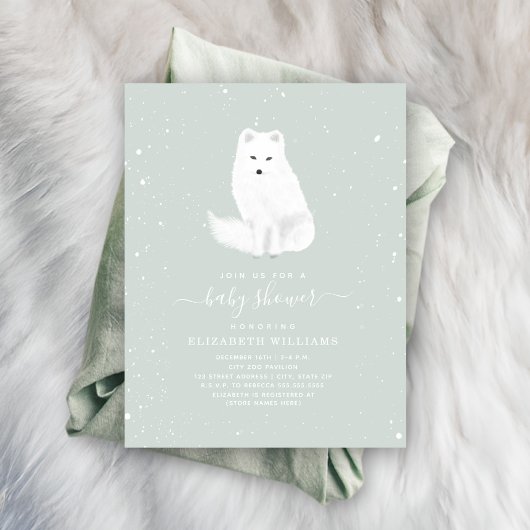 Arctic Fox Baby Winter Sneeuwblauw Baby shower I Kaart