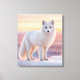 Arctic Fox bij Midnight Sun Canvas Afdruk