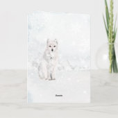 Arctic Fox Blustering Winter Scene Snowflakes Feestdagen Kaart (Achterkant)