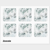 Arctic Fox Blustering Winter Woodland Snow Storm Vierkante Sticker (Vel)