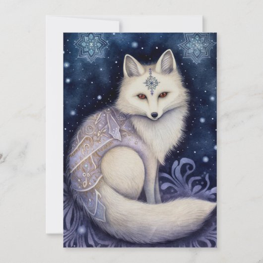 Arctic Fox Boho Mystieke Kunst Feestdagenkaart (Voorkant)