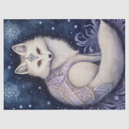 Arctic Fox Boho Mystieke Kunst Tissuepapier (Voorkant)