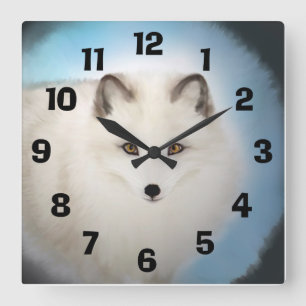 Arctic Fox Clock Vierkante Klok