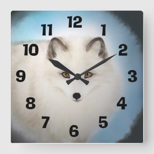 Arctic Fox Clock Vierkante Klok (Voorkant)