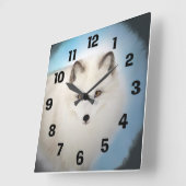 Arctic Fox Clock Vierkante Klok (Hoek)