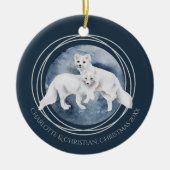Arctic Fox Couple Winter Kerstmis op maat Keramisch Ornament (Voorkant)