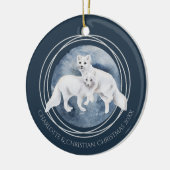Arctic Fox Couple Winter Kerstmis op maat Keramisch Ornament (Links)