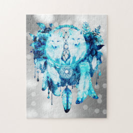 Arctic Fox Dreamcatcher Ice Blue Floral Legpuzzel