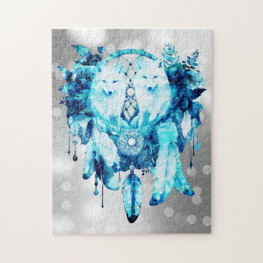 Arctic Fox Dreamcatcher Ice Blue Floral Legpuzzel (Verticaal)