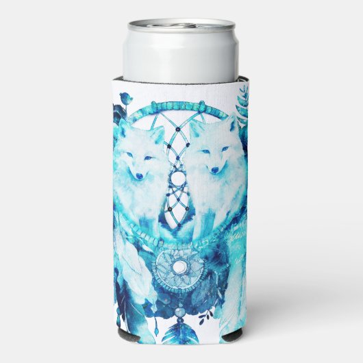 Arctic Fox Dreamcatcher Ice Blue Floral Seltzer Blikjeskoeler (Seltzer Achterkant)