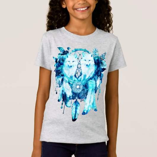 Arctic Fox Dreamcatcher Ice Blue Floral T-shirt (Voorkant)