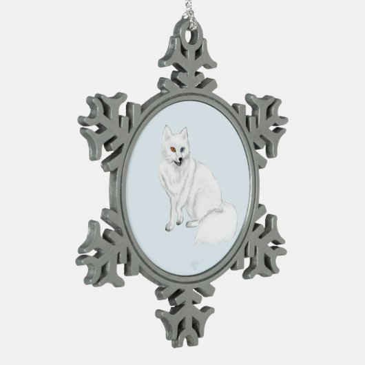Arctic Fox Holiday Snowflake Framed Ornament (Links)