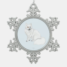 Arctic Fox Holiday Snowflake Framed Ornament
