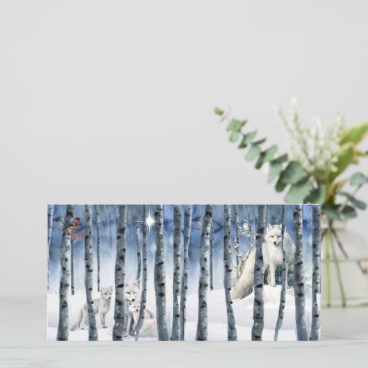 Arctic Fox in Winter Bossen met Star Holiday Kaart (Staand voorkant)