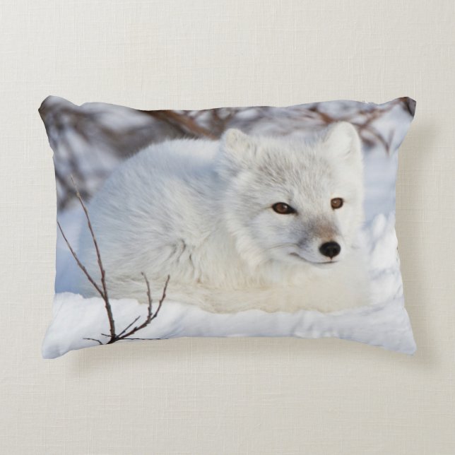 Arctic Fox in winter Decoratief Kussen (Voorkant)