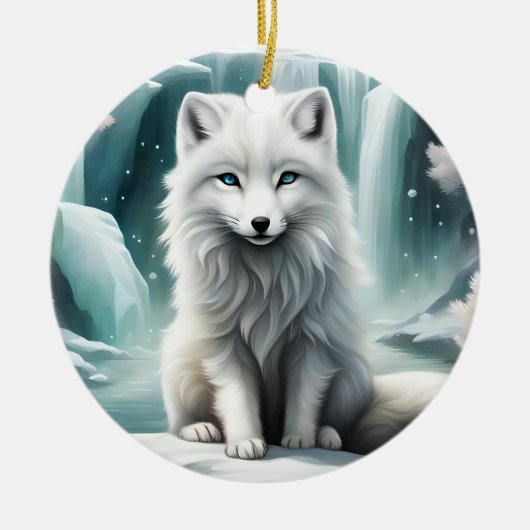 Arctic Fox Keramisch Ornament (Voorkant)