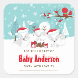 Arctic Fox Kerstmis Wonderland Vierkante Sticker