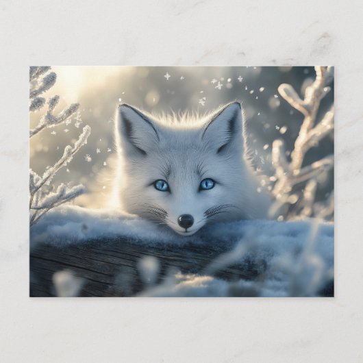 Arctic Fox met betoverende blauwe ogen Feestdagenkaart (Voorkant)