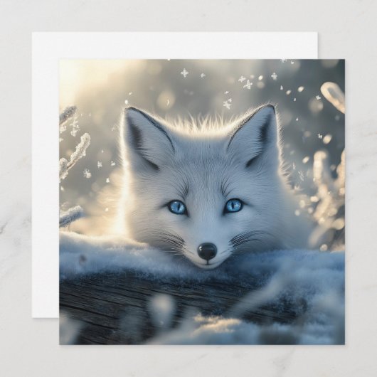 Arctic Fox met betoverende blauwe ogen Feestdagenkaart (Voorkant / Achterkant)