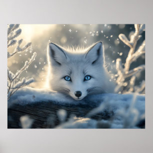 Arctic Fox met betoverende blauwe ogen Poster