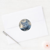 Arctic Fox met betoverende blauwe ogen Ronde Sticker (Envelop)
