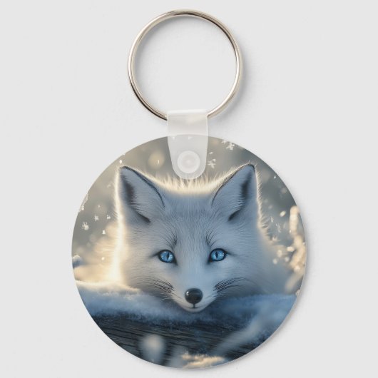 Arctic Fox met betoverende blauwe ogen Sleutelhanger (Voorkant)