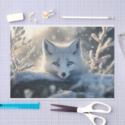 Arctic Fox met betoverende blauwe ogen Tissuepapier (Craft)