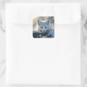 Arctic Fox met betoverende blauwe ogen Vierkante Sticker (Tas)