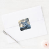 Arctic Fox met betoverende blauwe ogen Vierkante Sticker (Envelop)